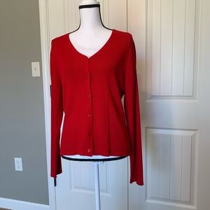 Apostrophe Red Cardigan Sweater Size Large